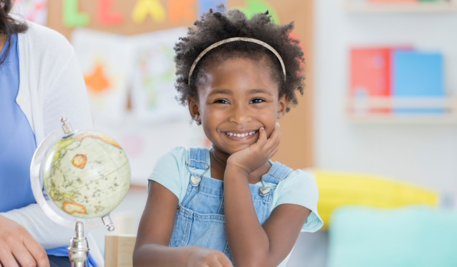 Child with globe