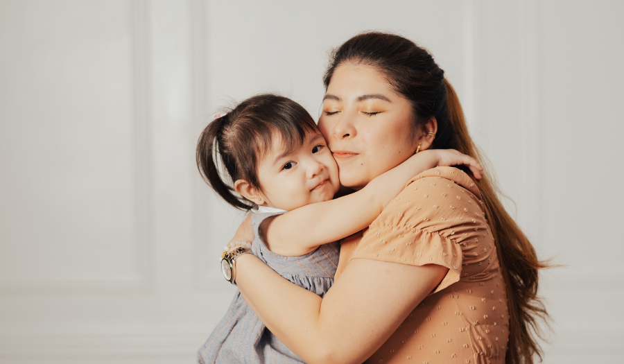 mother and child hugging